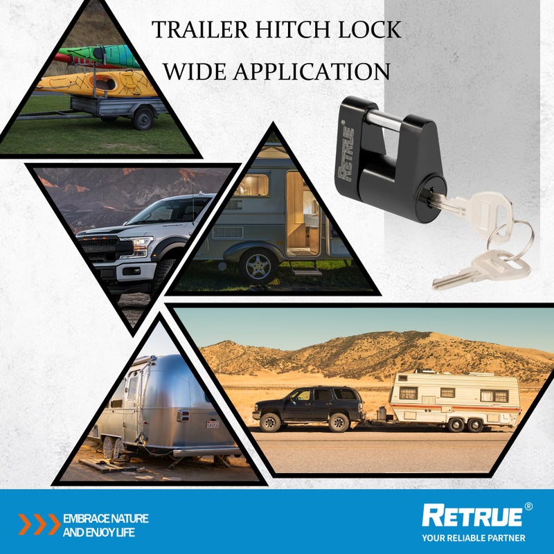 RETRUE Trailer Tongue Coupler Lock  Trailer Hitch Lock Dia 1/4 Inch  3/4 Inch Span for Tow Boat RV Truck Car's Coupler  Black - Image 5
